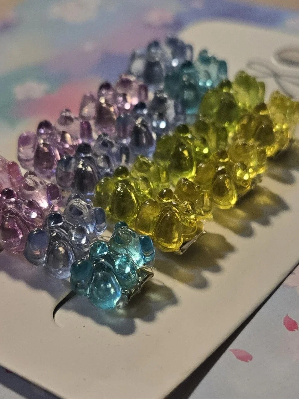 Handcrafted Pastel Rainbow Gummy Bear Hair Clips Set of 4